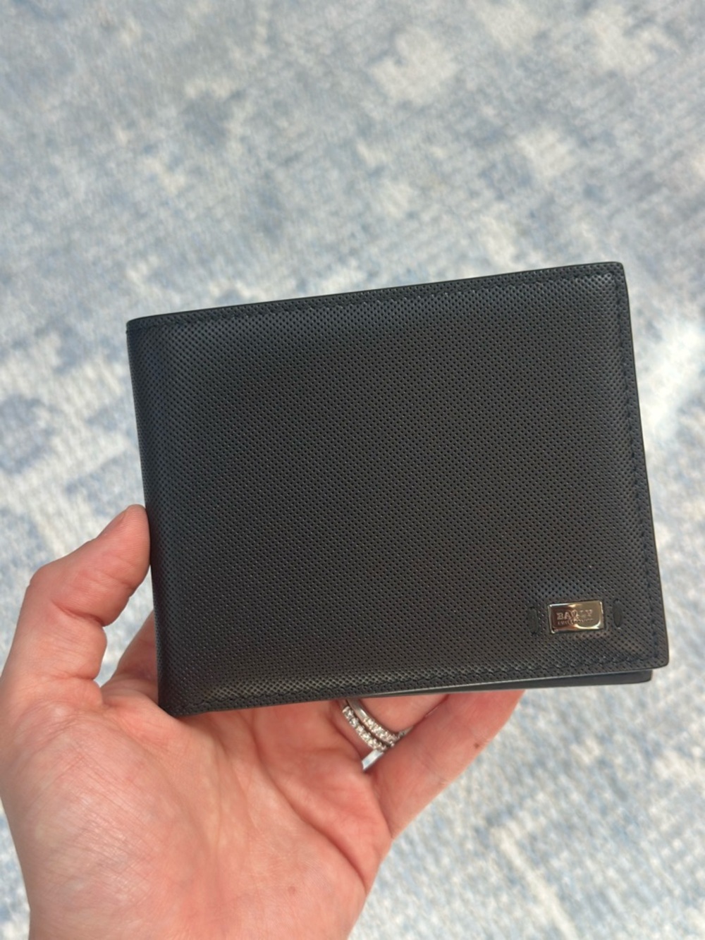 Bally Black Textured Leather Bi-Fold Wallet - NEW
